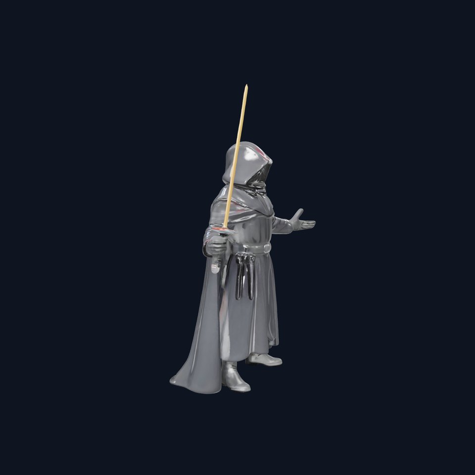 Dark Hooded Warrior Character Rigged and Animated D Model